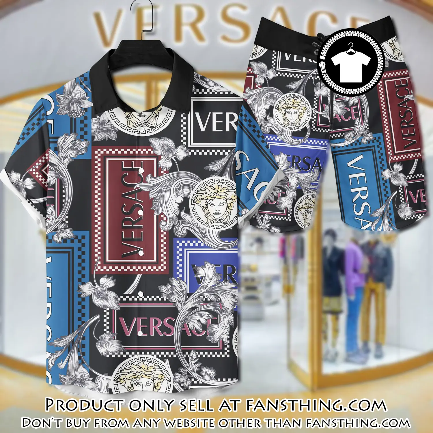 Versace luxury hawaiian shirt & short set lhs1215 fst5118120